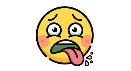 Fototapeta premium Exhausted Emoji Face with Drooling Mouth and Sweating