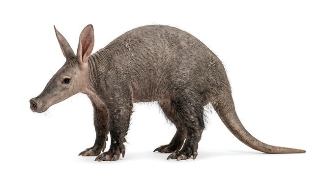 Aardvark standing isolated on white background.