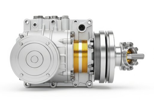 Cross-section view of electric motor with stator coils