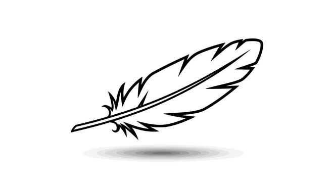 Black feather icon, feather illustration, quill symbol, vector feather graphic, simple feather design