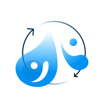 Dynamic water splash with circular arrow. vector illustration for hydration reminder, rehydration concept, water balance, healthy lifestyle, body fluid recovery, refresh icon, wellness campaign design