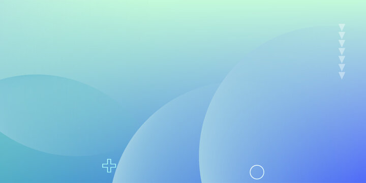 Abstract blue and mint green gradient background with soft circular shapes and minimalist geometric icons. Modern professional backdrop for digital presentations and tech design.