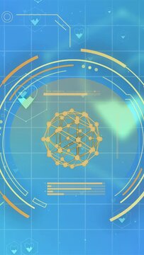 Vertical video: Central HUD responding to startup pulse, rotating rings and pulsing to show status