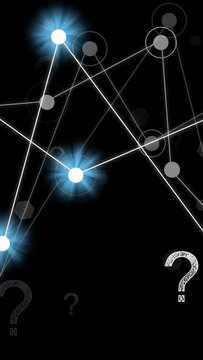 Vertical video: Black canvas sparking glyphs, nodes pulsing, lines forming, visualizing links