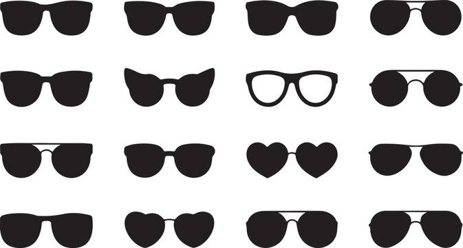 Black sunglasses styles collection flat design