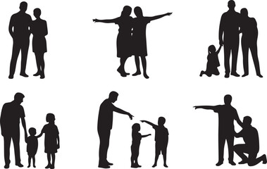 Naklejka premium Family silhouettes showing different relationships