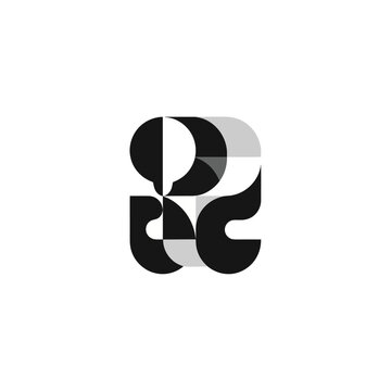 Abstract monochrome geometric symbol with overlapping curved shapes