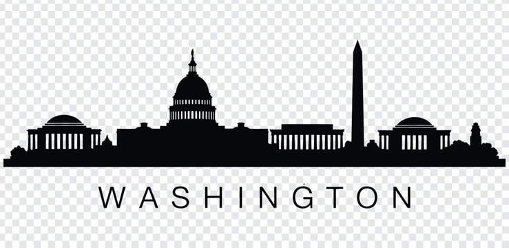 Washington dc city skyline silhouette, vector illustration