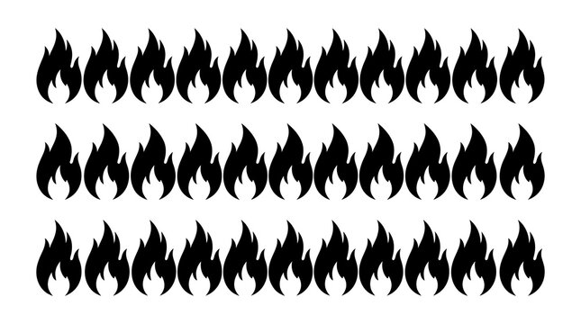 Grid of flames symbolizing energy and heat with danger sign, language of fire