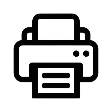 Vector icon of a printer with paper emerging from it
