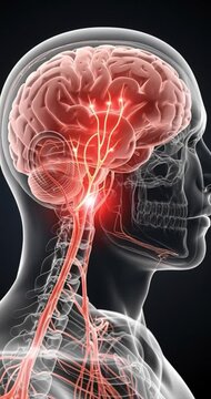 Human brain anatomy detailed medical illustration