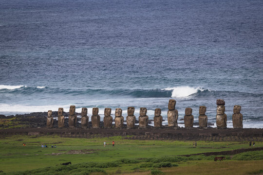 Ahu Tongariki Moai statues line the coast of Rapa Nui