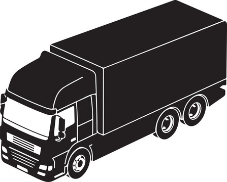 Truck, semi-truck, cargo truck, black truck, vehicle icon, transport illustration