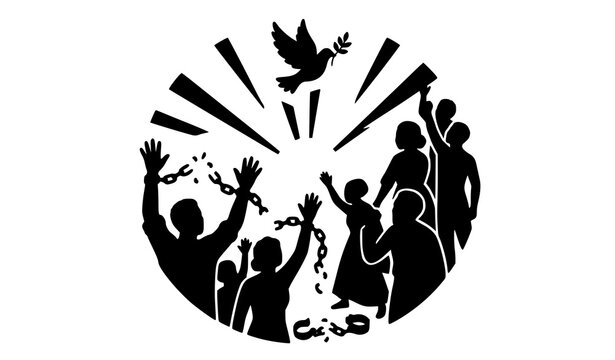 Abolition of Slavery Vector Illustration with Chained Slaves and Freedom Hope Concept