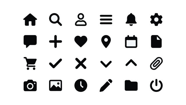 Set of universal web and mobile user interface icons isolated on white background.