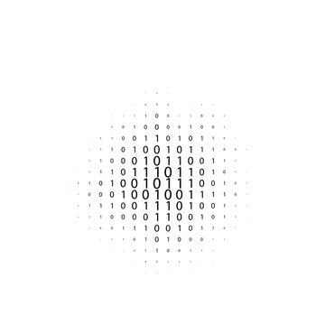 Minimal binary code data pattern on white technology background