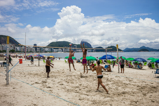People playing beach volley at Copacabana beach, Rio de Janeiro, Brazil