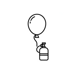 Obraz premium Helium gas cylinder tank with inflated balloon line icon