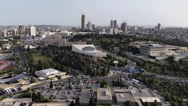 Aerial Jerusalem Government District And Modern Skyline View

Drone footage capturing Jerusalem government district and modern skyline buildings, 14 May 2026, Israel.
