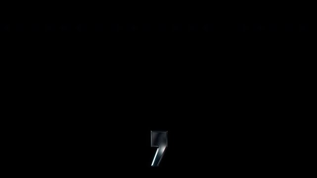 Silver metallic comma. Alpha channel. Seamless loop video