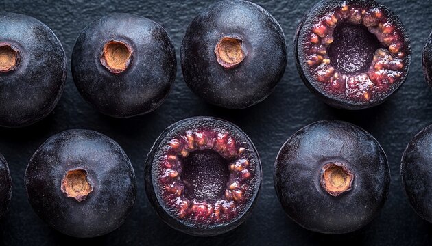 Vibrant Close-up of Aai Berries with Rich Purple Pulp, Showcasing Their Nutritional Benefits