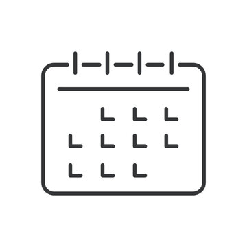Calendar line icon. Schedule, time, daily, deadline, event, notes, alarm. Editable stroke. Vector illustration
