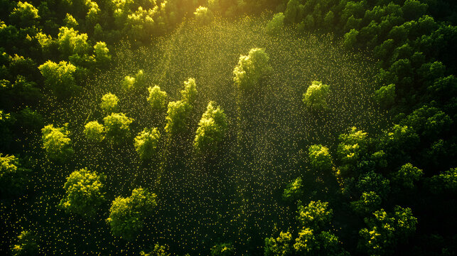 Shot Of Summer Lightning Bug Field At