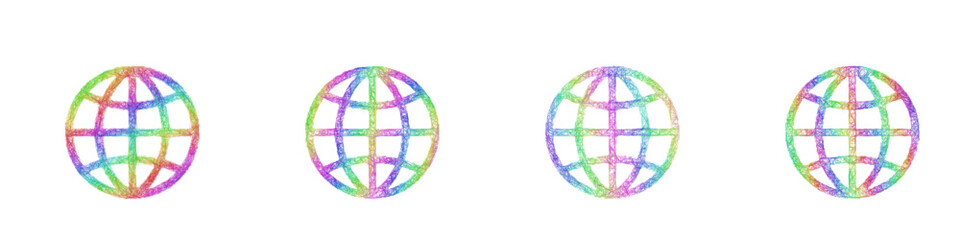 Obraz premium Multicolored sketch globe icon design set