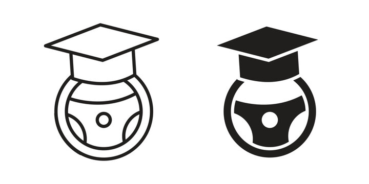 Driving school icon collection. Vector icon illustrated