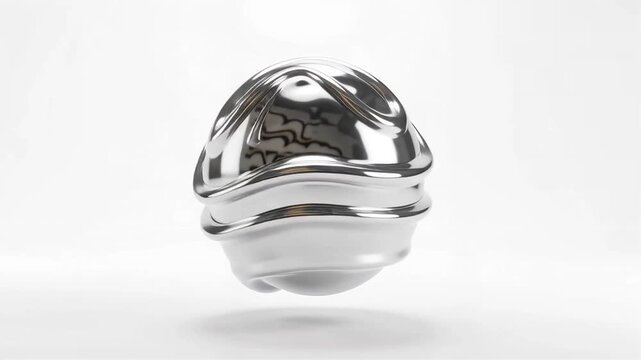 Intricately patterned, metallic sphere floating in a staggered formation.