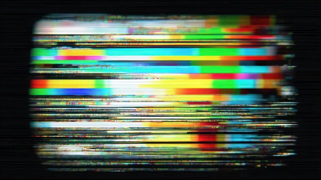 Glitchy television screen with static noise