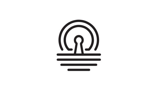 Key lock audio wave logo with circular signal lines and three streaming bars for secure access branding