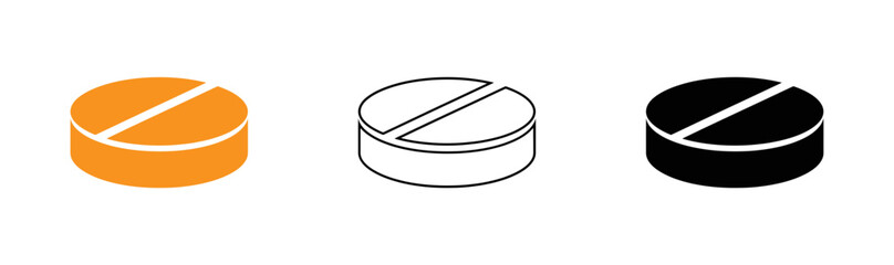 Vector icons of colored pills with line through them © Raju
