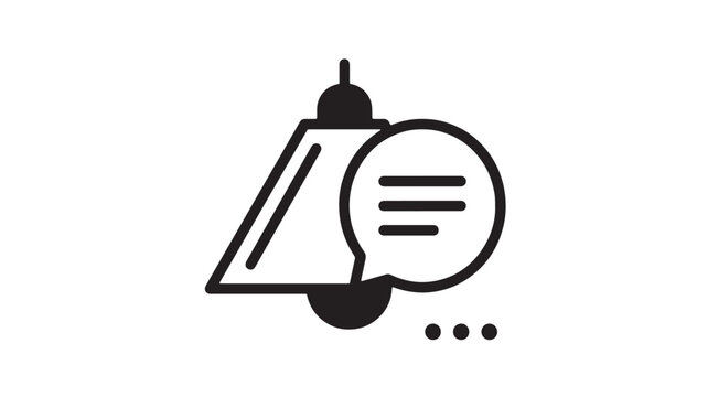 Microphone icon with chat bubbles and dots, minimal vector style for online communication and messaging