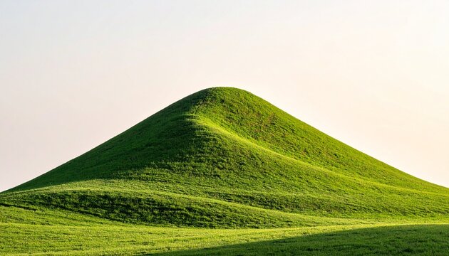 "Gently sloping green hill under clear sky with sunlight gradients."
