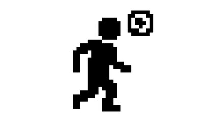 Fototapeta premium Minimalist 8-bit icon of a character engaged in sport or aiming towards an objective, perfect for retro game design elements