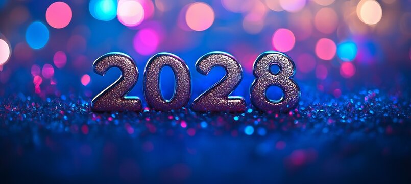 Welcoming the Year 2028 With a Shimmering Celebration Backdrop for a Memorable New Year s Eve Party