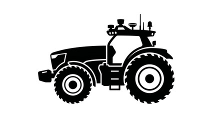 Naklejka premium Autonomous Smart Tractor Silhouette – Modern High-Tech Agriculture Vehicle Vector Icon
