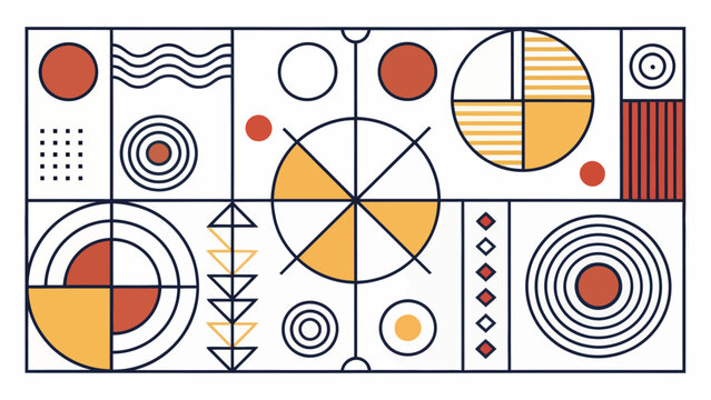 Geometric shapes and patterns in a grid layout