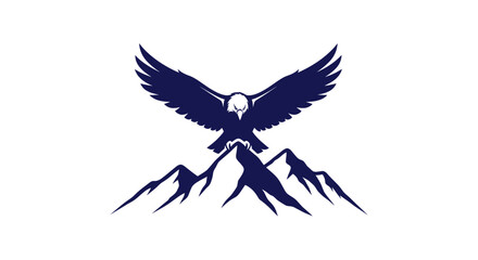 Fototapeta premium Majestic Eagle Flying Over Mountain Peaks Silhouette Logo