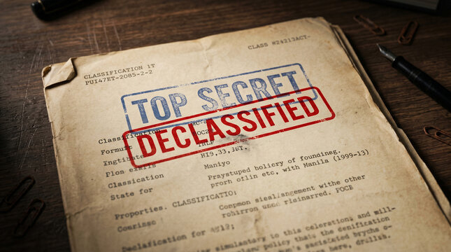Declassified Secret Agent Dossier Document - Top Secret Espionage Files with Red Stamp and Confidential Mystery Records