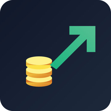 Profit Growth Icon For Business And Marketing -- Vector Icon With Financial Investment Detail