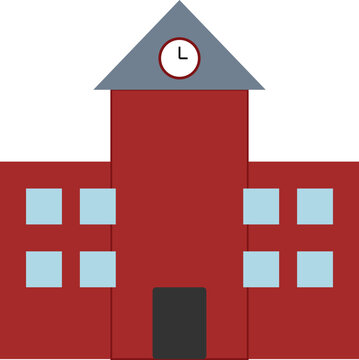 Urban School Building Icon Architectural School Facade Displaying Clock Icon -- Architecture, University, And College Design Element