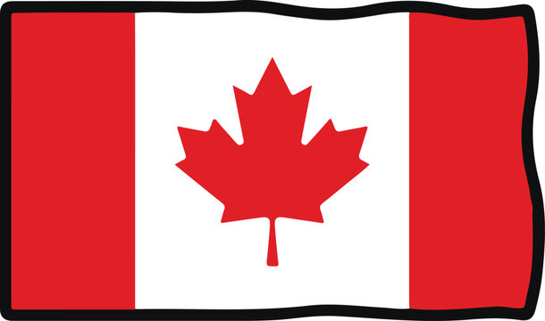 The Canadian flag with the iconic red maple leaf and the symbolic of canadian proudness.