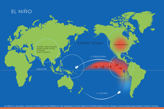 Map showing El Ni&ntilde;o condition.