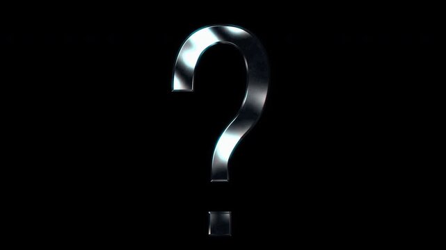 Silver metallic question mark. Alpha channel. Seamless loop video