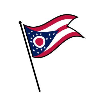 Isolated flag of Ohio us state vector illustration. Fluttering State of Ohio flag. Ohio America flagpole flag.