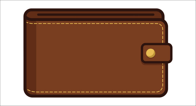 Brown leather wallet illustration on white background