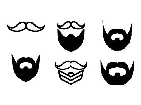 Variety of beard and mustache silhouettes a collection of facial hair styles
