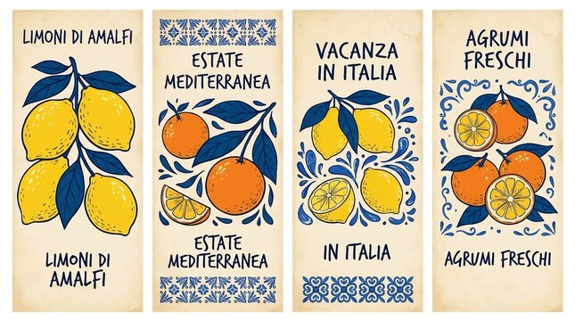 Italian Vacation Mediterranean Summer Citrus Tiles.